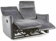 Travis-2 dönthető bársony kanapé szürke