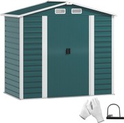 Outsunny Kerti Tároló 2.36 m² 213x120x194 cm Külső Tároló Sátor Megerősített Alapból (Padló NEM Tartozék) Kétoldali Csúszó Ajtók, Lakattal, Ablakokkal