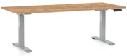 OfficeTech D állítható magasságú asztal, 180 x 80 cm, szürke alap, craft tölgy