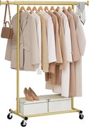 Gurulós ruhatartó állvány, nagy teherbírású 100 kg, 45 x (92–132) x 161,5 cm, világos arany