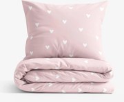 Goldea pamut ágyneműhuzat - szívecskék, púderrózsaszín alapon 140 x 200 és 70 x 90 cm