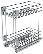 Konyhai fémrács, 300mm, fenéklapra szerelhető, króm-fehér, teljes kihúzás, csillapított záródás, rejtett fióksín, 2 kosár SIGE, Green Line 003