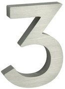 Alumínium 3-as házszám, 3D, köszörült felület