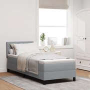 Box Spring Ágy Matraccal &amp; LED Világosszürke 80x200 cm Szövet