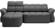 Sötétszürke bársony kinyitható-tárolóhelyes sarokkanapé (bal oldali-heverő résszel) Beneth – ELTAP