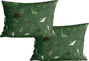 Szett 2 db díszpárnahuzat DINO STEPS 40x60 cm, sötétzöld