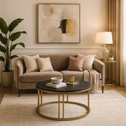 Dohányzóasztal Fekete Márvány Kerámia Lappal. KORIN