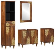 4 Részes Fürdőszoba Bútor Szett Tömör Durva Fa Mangó