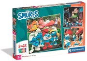 Hupikék törpikék Village 3x48 db-os puzzle Clementoni