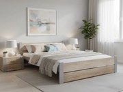 Ágy IKAROS DOUBLE 140 x 200 cm, sonoma tölgy/szürke Ágyrács: Lamellás ágyrács, Matrac: Coco Maxi 20 cm matrac