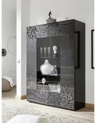 MIRO Antracit szürke Üveges szekrény 2 ajtós 121cm