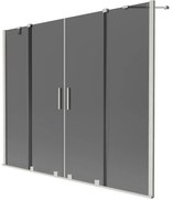Mexen Velar Duo, 2 szárnyas eltolható kádparaván 170 x 150 cm, 8mm szürke üveg, csiszolt acél, 896-170-000-42-97