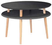 UFO grafitszürke dohányzóasztal natúr lábakkal, ⌀ 70 cm - Ragaba