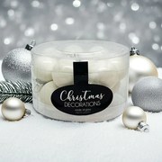 Fehér üveg karácsonyi gömb szett 16*3cm