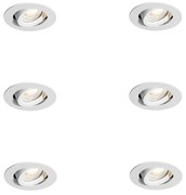 6 darabos süllyesztett spotlámpa készlet fehér dönthető 6,5 cm LED-del IP54 Ultra Slim - Pupil