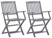 2 db összecsukható tömör akácfa kültéri szék