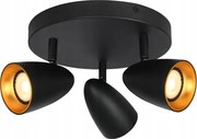 Italux Tino Mennyezeti lámpa fekete-arany Ø22cm 3xGU10 állítható fényszóró