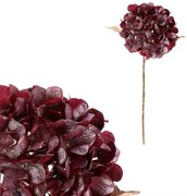 Művirág, vágott hortenzia, piros, aranyozással, 65cm
