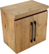 Függő szekrény mosdópult alá ajtó polc fekete fogantyúk 60 tölgy matt