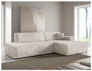 TERAMO L-alakú, jobbos, bézs színű kihúzható sarokkanapé tárolóval