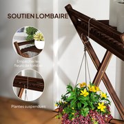 Outsunny Két szintes beltéri növénytartó szett, fa növénypolcok háttámlával, beltéri és kültéri növénytartó, kertbe, erkélyre, nappaliba, barna | Aoso