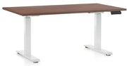 Állítható magasságú asztal OfficeTech C, 140 x 80 cm, fehér alap, dió
