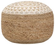 kézzel készült fehér juta puff 45 x 30 cm