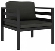 egyszemélyes antracitszürke alumínium kanapészék párnával