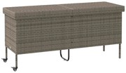 szürke polyrattan kerti tárolóláda kerekekkel 160x55x75 cm