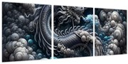 Kép – Sárkány a füstben (órával) (90x30 cm)
