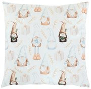 Párna karácsonyi motívummal, karácsonyi manók 45 x45 cm, fehér