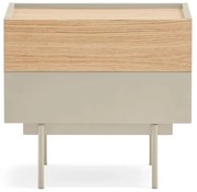 Bézs-natúr színű éjjeliszekrény tölgyfa dekorral Otto – Teulat