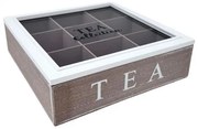 Teafiltertartó teásdoboz 9 rekeszes antik fehér barna Tea Collection