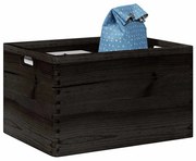 Fa doboz fogantyúkkal fekete 40x30x23 cm tömör fa fenyő