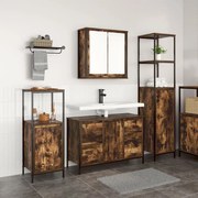 3 darabos Fürdőszobai Bútor Készlet Füstölt Tölgy Szerelt Fából