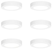 6 darabos süllyesztett vagy felületre szerelhető spotlámpa szett fehér 14 cm LED-del, 3 lépéses Dim to Warm funkcióval és Dip Switch-el - Trans