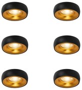 6 darabos, fekete színű, arany belsővel ellátott design süllyesztett spotlámpa készlet - Mooning