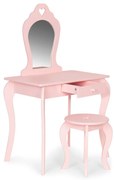Fa gyerek fésülködőasztal tükörrel rózsaszín
