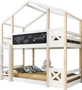 Gyerekágy Emeletes ágyak Faház 90x200cm Létrával