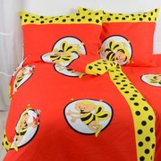 Méhek piros pamut gyerek ágyneműhuzat TiaHome - Detský set 130x90cm + 65x45cm