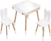 BUNNY gyermek növekvő szett, asztal és 2 szék, fehér/barna ELIS design