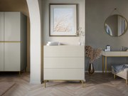 Nicole komód 100 cm fiókokkal, bordázott előlap - kasmír / arany lábak