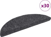 vidaXL öntapadós lépcsőszőnyegek 30 db sötétszürke félkör alakú, 56 x 17 x 3 cm