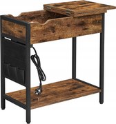 Kis asztal hosszabbító kábellel és töltőkkel TAYLOR 60x31,5 cm, rusztikus barna