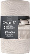 Krémszínű bársony ágytakaró és párnahuzat szett 240x260 cm Solange – douceur d'intérieur
