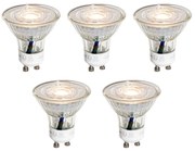5 darabos GU10 50 mm-es LED izzókészlet, átlátszó, 4,9 W, 450 lm, 3000 K