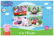 PEPPA MALAC hóemberrel gyermek puzzle 4 az 1-ben, 19x29 cm