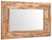 dekoratív és téglalap-alakú tükör tíkfából 90 x 60 cm