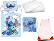 Disney Lilo és Stitch, A csillagkutya Clouds Alien gyerek, ovis ágyneműhuzat, derékalj, tornazsák és paplan/párna szett 100x135 cm 40x60 cm