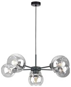 Csillár zsinóron KALIOPE 6xE27/60W/230V fekete/átlátszó